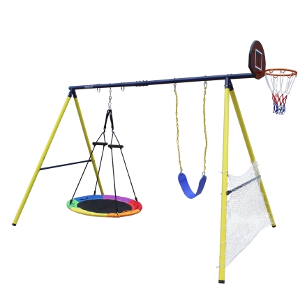 Комплекс уличный игровой с воротами UNIX Kids 4 в 1 Yellow, фото 1