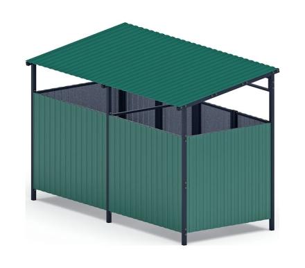 Навес контейнерной площадки для мусора (зеленый) (2 секции) МФ 55.02.02-01, фото 3