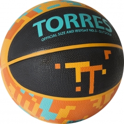 Мяч баск. &quot;TORRES TT&quot; арт. B02125,  р.5, резина, нейлон. корд, бут. кам., черный-мультиколор, фото 2