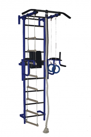 Спортивный комплекс Крепыш плюс пристенный с брусьями - 1 синий, фото 1