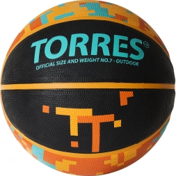 Мяч баск. &quot;TORRES TT&quot; арт. B02127,  р.7, резина, нейлон. корд, бут. кам., черный-мультиколор, фото 1