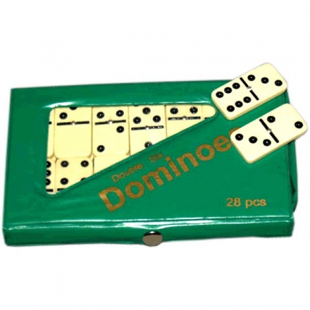 Домино большое белые кости 48х24х9мм с металлическим шариком,в чехле, фото 1