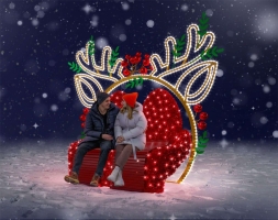 Световая фигура Скамейка олененок