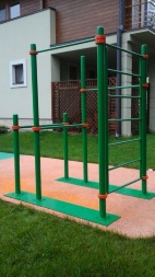 Мобильный спортивный комплекс с лестницей, двумя турниками и брусьями СВС-101, фото 2