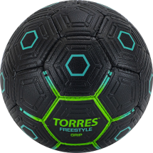 Мяч футб. &quot;TORRES Freestyle Grip&quot; арт.F320765, р.5, 32 панели. PU, ручная сшивка, черно-зеленый