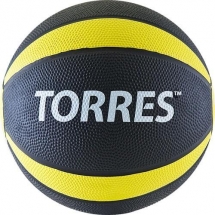 Медбол &quot;TORRES 1 кг&quot;, арт.AL00221, резина,  диаметр 19,5 см, черно-желто-белый