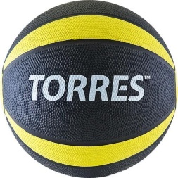 Медбол &quot;TORRES 1 кг&quot;, арт.AL00221, резина,  диаметр 19,5 см, черно-желто-белый