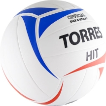 Мяч вол. &quot;TORRES Hit&quot; арт.V30055, р.5, синт.кожа (ПУ), клееный, бут.кам, бело-красно-синий