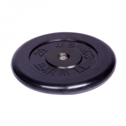 Диск обрезиненный Barbell d 31 мм чёрный 20 кг, фото 1