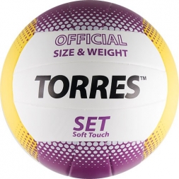 СЦ*Мяч вол. &quot;TORRES Set&quot; арт.V30045, р.5, синт.кожа (ТПУ), клееный, бут.кам, бело-желто-фиолетовый, фото 1