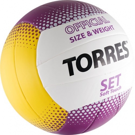 СЦ*Мяч вол. &quot;TORRES Set&quot; арт.V30045, р.5, синт.кожа (ТПУ), клееный, бут.кам, бело-желто-фиолетовый, фото 2