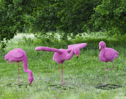 Топиари композиция фламинго, семья Малина, 3 шт - газон Eco, фото 1