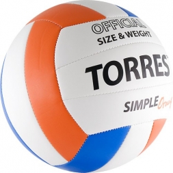 СЦ*Мяч вол. &quot;TORRES Simple Orange&quot; арт.V30125, р.5, синт.кожа (ТПУ), маш. сшивка, бут.кам,бел-гол-ор, фото 2