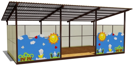 Теневой навес одинарный 4х8 м 19202 для уличной площадки, фото 1