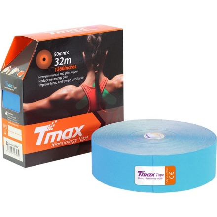 Тейп кинезиологический Tmax 32m Extra Sticky Blue (5 см x 32 м), арт. 423228, голубой, фото 1