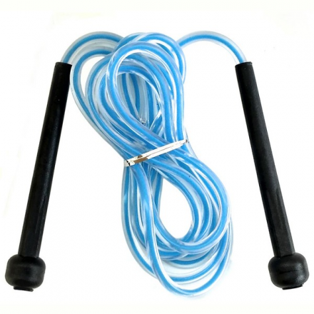Скакалка скоростная 2,8 м. Ручки ПП, шнур ПВХ синяя, фото 1