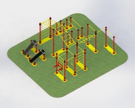 Мобильный спортивный комплекс шведская стенка + турник + брусья + рукоход + скамья для пресса  ТВМ-001.00 , фото 1