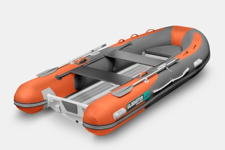Gladiator RIB 420 AL Оранжево-темносерый моторная лодка ПВХ Жесткое дно (морской алюминий), киль, фото 2