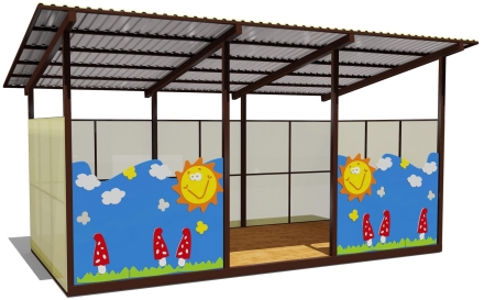 Теневой навес одинарный 3х6 м 19109 для уличной площадки, фото 1