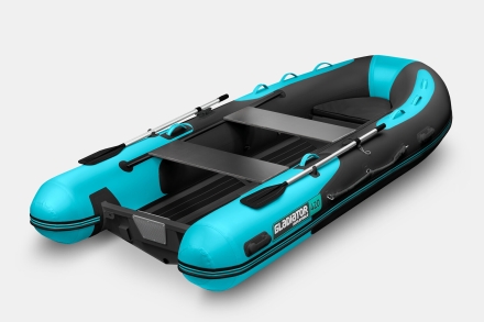 Gladiator RIB 420 AL Черно-бирюзовый моторная лодка ПВХ Жесткое дно (морской алюминий), киль, фото 2