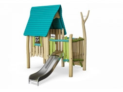 МФ 8.702.01 Домик из дерева с волнообразной крышей и горкой МФ 8.702.01 Домик из дерева с волнообразной крышей и горкой