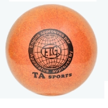 Мяч для художественной гимнастики d-15см Оранжевый с добавлением глиттера Мяч для художественной гимнастики d-15см Оранжевый с добавлением глиттера