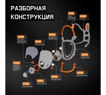 Полнолицевая маска Jeta Safety с антивандальным покрытием + 10 пленок в комплекте, размер L 6950F-L