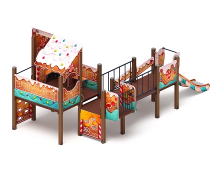 Детская игровая площадка Теремок (Пряничный домик) ДИК 1.07.01-02 горка Н=900, фото 4