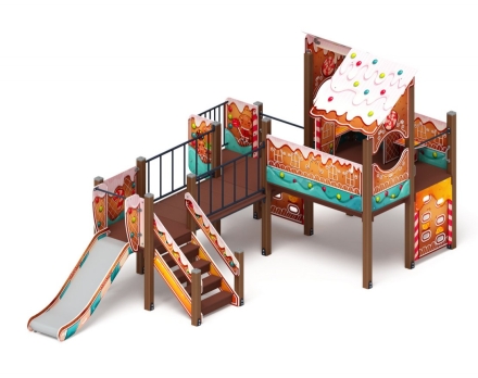 Детская игровая площадка Теремок (Пряничный домик) ДИК 1.07.01-02 горка Н=900, фото 1