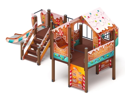 Детская игровая площадка Теремок (Пряничный домик) ДИК 1.07.01-02 горка Н=900, фото 3