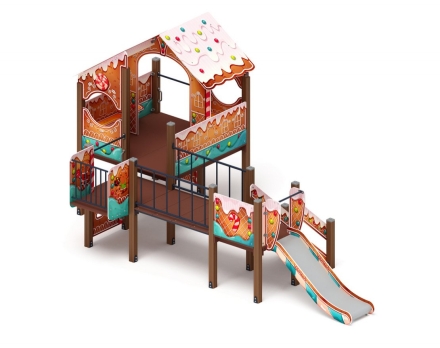 Детская игровая площадка Теремок (Пряничный домик) ДИК 1.07.01-02 горка Н=900, фото 2