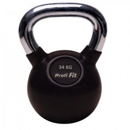 Гиря обрезиненная с хромированной ручкой PROFI-FIT, 34 кг, фото 1